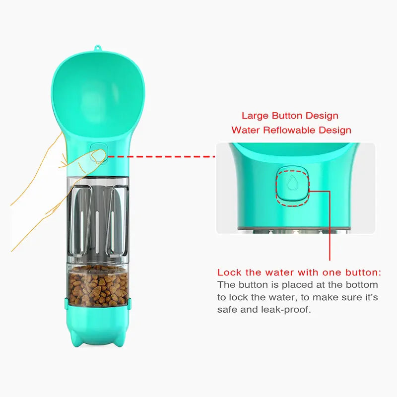 Portable 3-in-1 Dog Water Bottle and Feeder